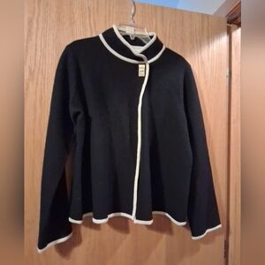 Calvin Klein Wool Blend Blazer Black  White Trim  Womens 25 Long 20 Armpit Mediu
